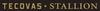 The image displays the text "TECOVAS + STALLION" in large, bold, gold-colored letters on a light background.